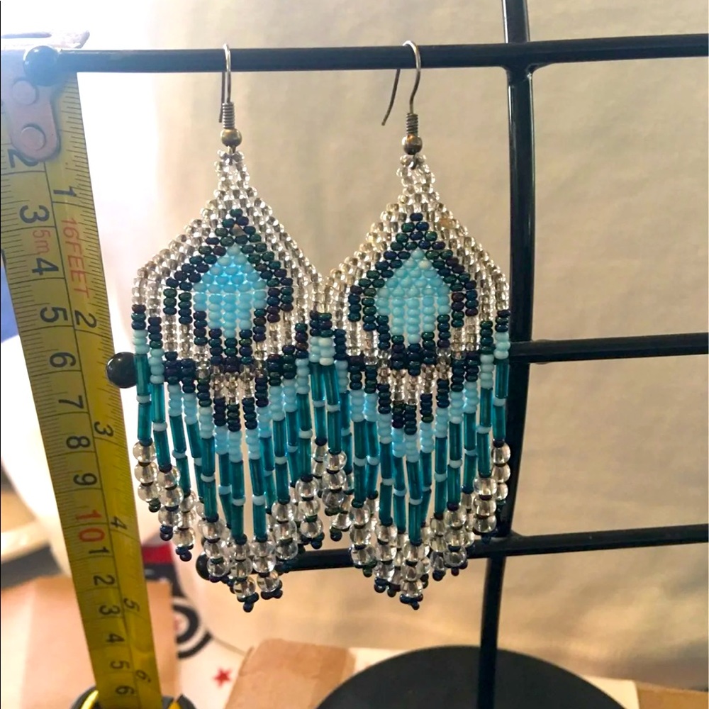 Native American hand beaded earring
